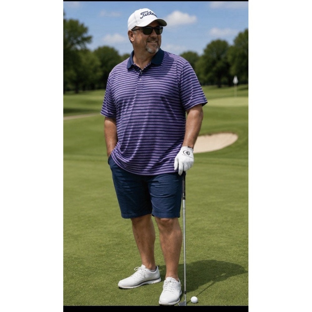 Foundry Supply Co. 2XLT Big &‎ Tall Striped Polo Shirt purple Men